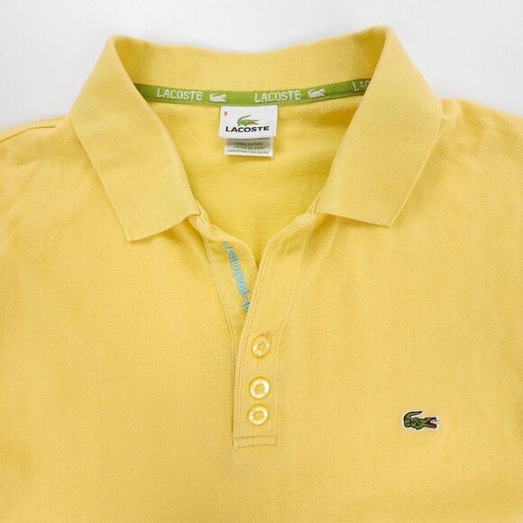 LACOSTE Short Sleeve Pique Cotton Polo Shirt Classic Old Money Preppy Yellow 2X - Picture 3 of 10